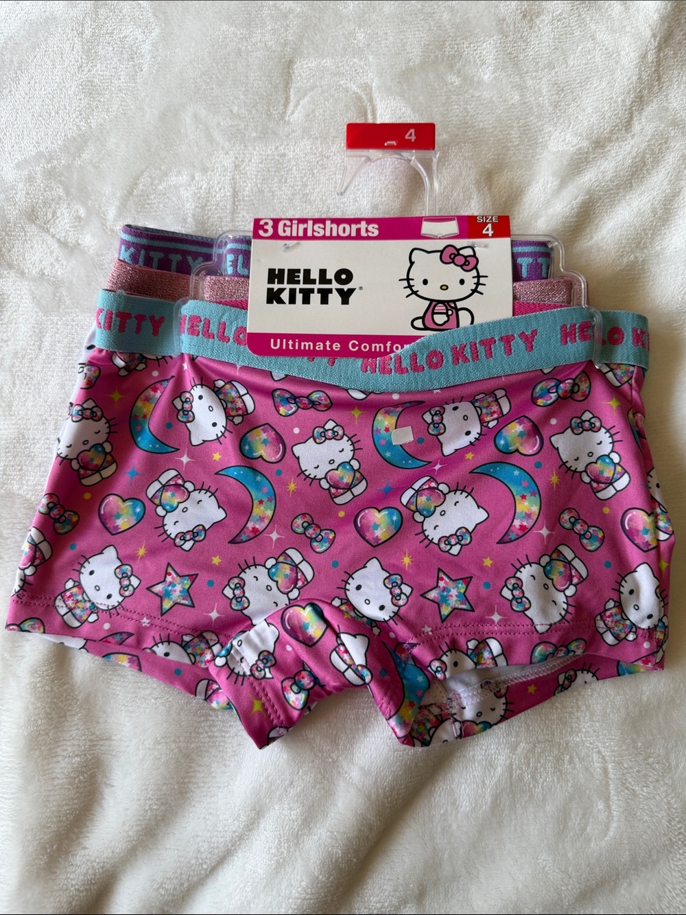 Hello Kitty Pink Rainbow Moon & Stars Girls' Boyshorts - 3 Pack